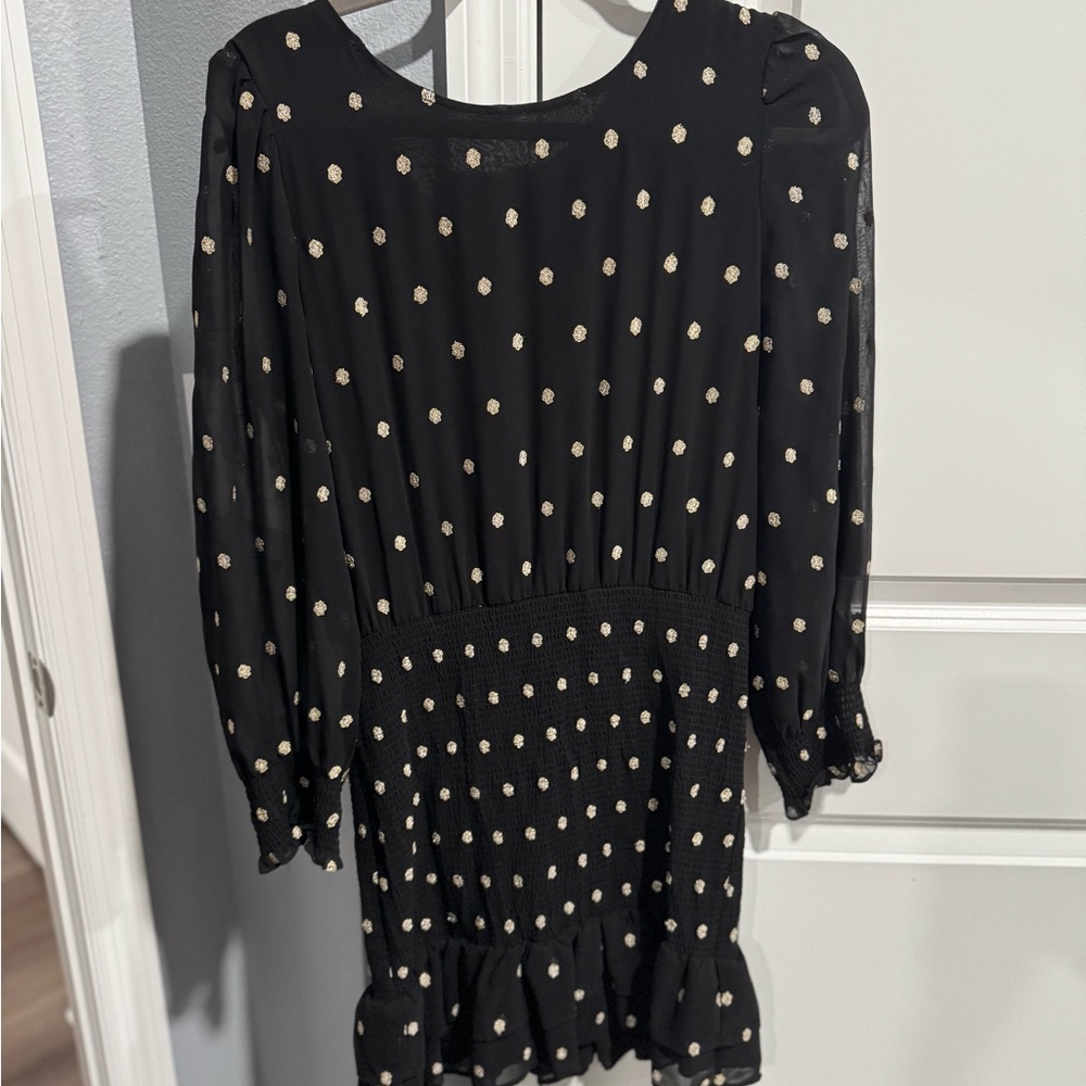 Saltwater LUXE Black and Cream Polka Dot Midi Dress